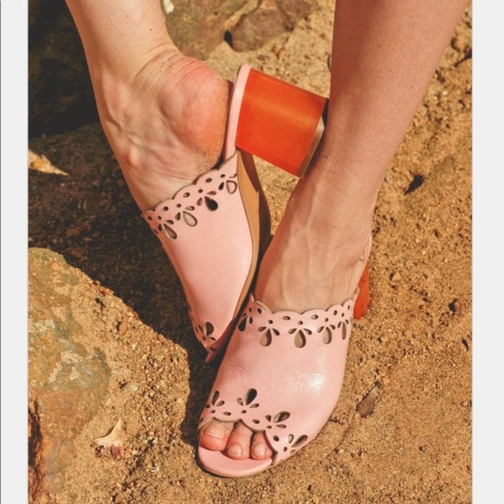 Miss L Fire Joanna Pink Laser Cut Out Mule